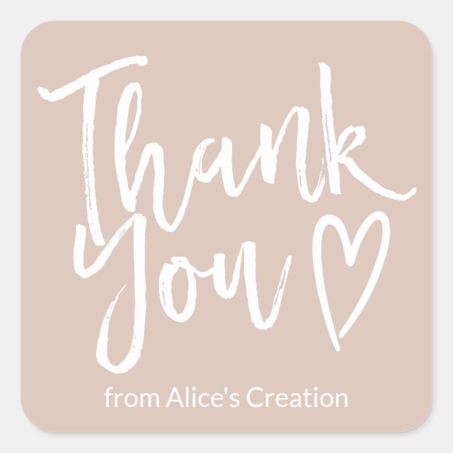 Modern thank you script order minimal dusty pink square sticker (Front)