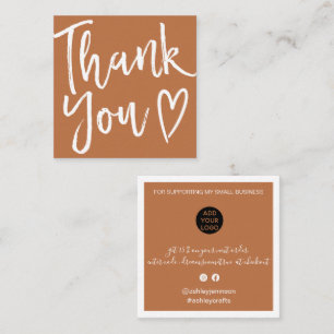 Modern thank you script order minimal terracotta square business card