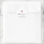Modern Thank You Script Rose Gold Heart Wedding Classic Round Sticker<br><div class="desc">This modern chic printed rose gold heart thank you gift sticker features hand-lettered script calligraphy alongside your names in elegant serif typography. Space for an additional personalized message on the back.</div>