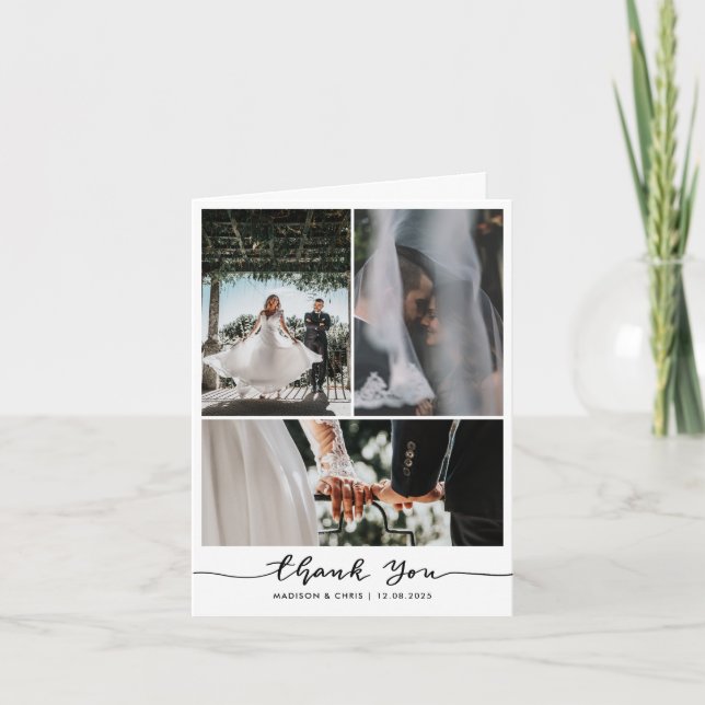 Modern Thank You Script Wedding Couple Photo  (Front)