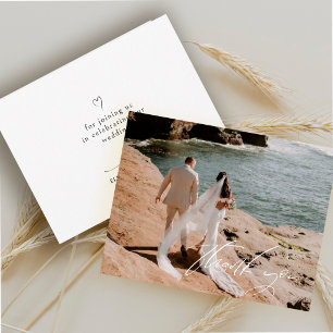 Modern Thank You Script Wedding Photo Card