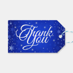 Modern Thank You Snowflakes Blue Christmas Gift Tags