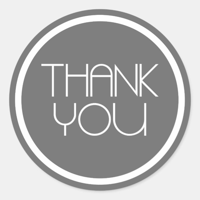 Modern Thank You Stickers (Dark Grey Silver/White) (Front)