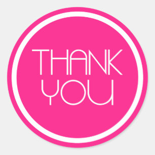 Modern Thank You Stickers (Hot Pink / White)