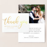 Modern Thank You Wedding Couple Photo Gold Foil Card<br><div class="desc">Modern Thank You Wedding Photo Gold Foil Card</div>