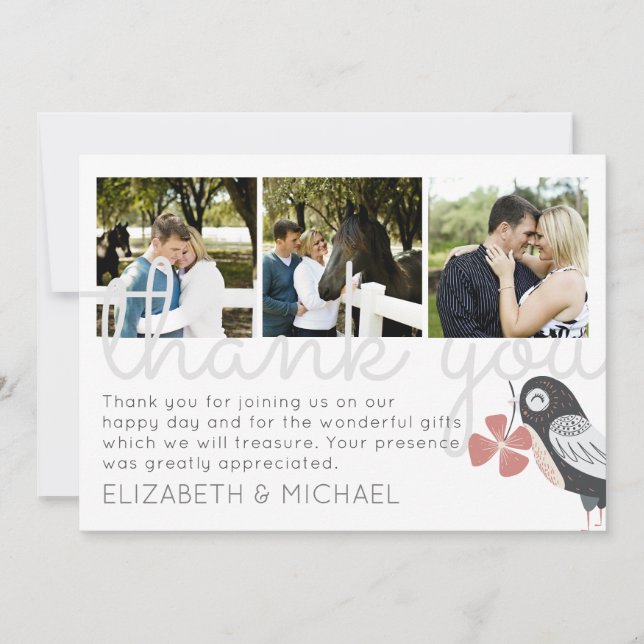 Modern Thank You Wedding PHOTO Collage Card (Front)