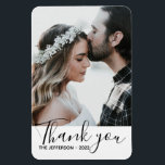 Modern Thank you Wedding Photo Magnet<br><div class="desc">Modern thank you wedding photo magnet. Customize it with your favourite wedding pic and let you guests enjoy your photo on their fridges.
@Miri Creations - Created For You Only with You in Mind. All rights reserved.</div>