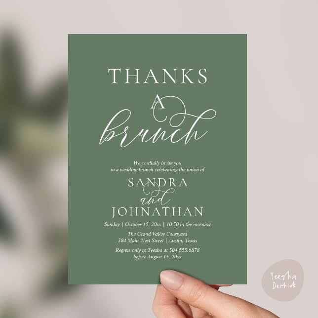 Modern Thanks a Brunch Wedding Weekend Celebration Invitation (Modern Thanks a Brunch Modern Wedding Weekend Celebration Invitation Card in Sage Green)