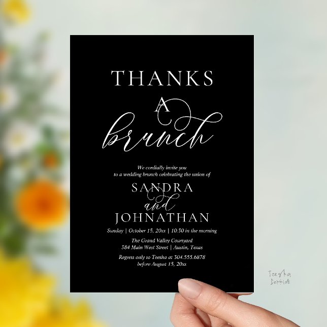 Modern Thanks a Brunch Wedding Weekend Celebration Invitation (Modern Thanks a Brunch Modern Wedding Weekend Celebration Invitation Card in Classy Black)