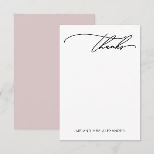 Modern Thanks Elegant Neutral Blush Thank You Card