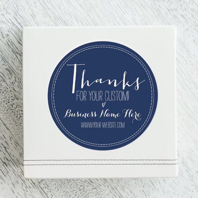 Modern "Thanks For Your Custom!" Business Classic Round Sticker (Creator Uploaded)