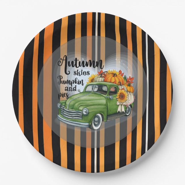Modern Thanksgiving Beautiful Autumn Collection Paper Plate (Front)