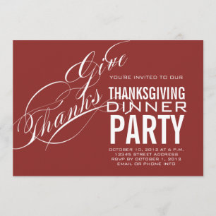 MODERN THANKSGIVING DINNER INVITATION RED