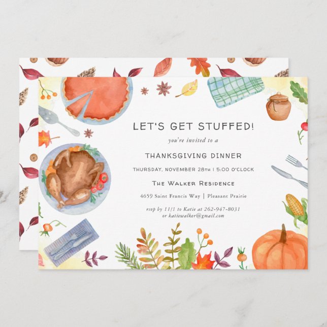 Modern Thanksgiving Friendsgiving Dinner Party Invitation (Front/Back)