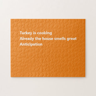 Modern Thanksgiving Haiku Poem Minimal Orange Jigsaw Puzzle