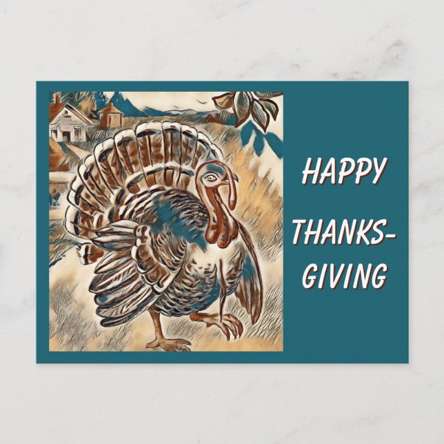 Modern Thanksgiving Turkey Post Card (Front)
