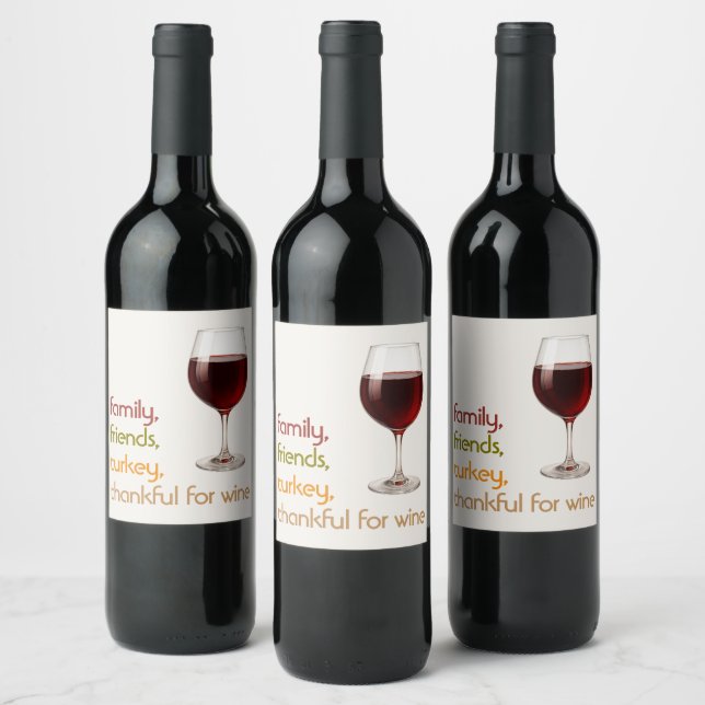Modern Thanksgiving Typography | Cozy Fall Wine Label (Bottles)