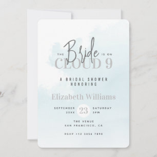 Modern The Bride is On Cloud Nine Bridal Shower Invitation