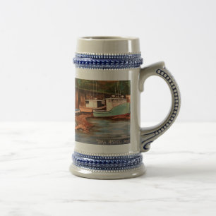 Modern The Fishing Village Original Artwork Beer Stein