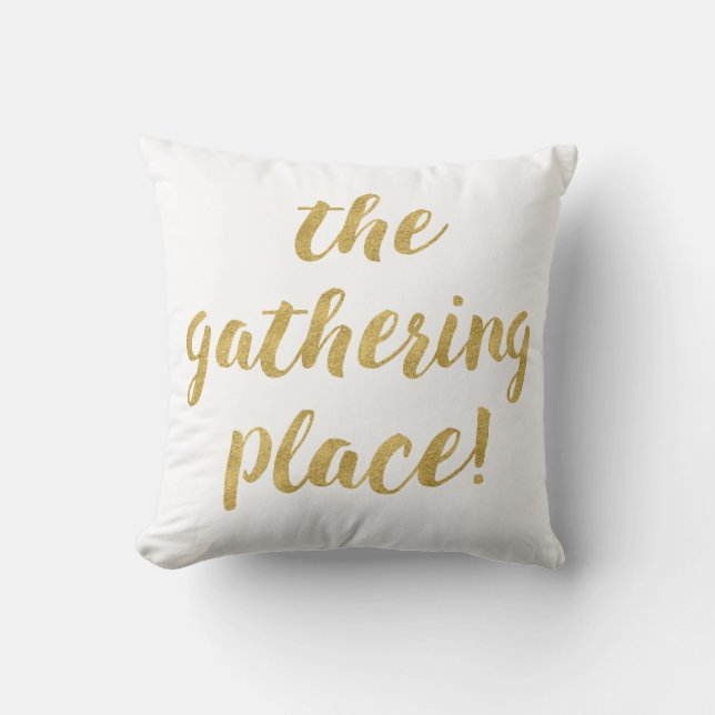 Modern The Gathering Place Decorative Throw Pillow (Front)