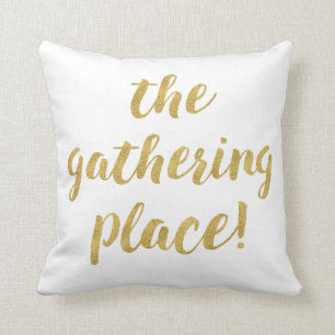 Modern The Gathering Place Decorative Throw Pillow