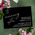 Modern The Morning After Wedding Brunch Black Invitation<br><div class="desc">In this simple, elegant piece, the modern, handwriting script font was used to create a graphic depicting the phrase "the morning after". Use the template fields to add your personal details and make this unique, modern design your own. The background can be changed to any colour you prefer. Please reach...</div>