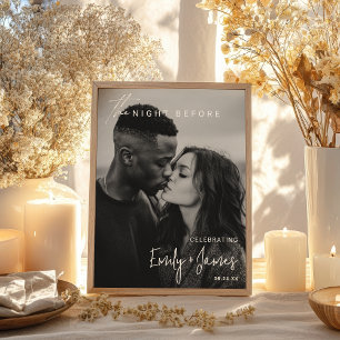 Modern the night before photo engagement welcome poster