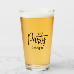 Modern The Party Bachelorette Personalized   Glass