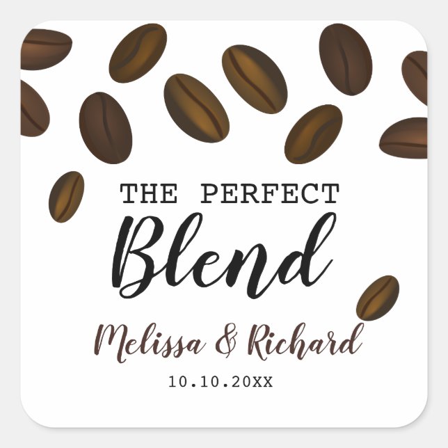 Modern The Perfect Blend Coffee Wedding Square Sticker (Front)