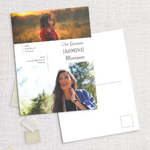 Modern Then & Now Photo Graduation Announcement Postcard