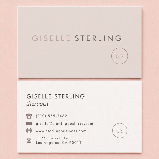 Modern Therapist Blush Pink Minimalist Luxury  Business Card (Creator Uploaded)