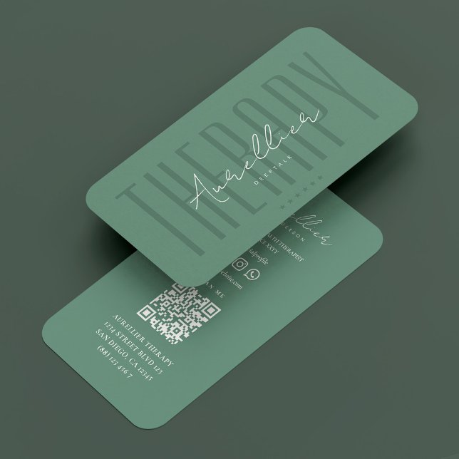 Modern Therapist Physiologist Dusty Teal Script Business Card (Modern Therapist Physiologist Dusty Teal Script Business Card
)