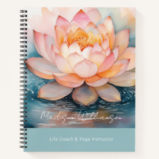 Modern Therapist Spa Yoga Zen Pink Lotus Flower QR Notebook