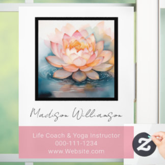 Modern Therapist Spa Yoga Zen Pink Lotus Flower Window Cling