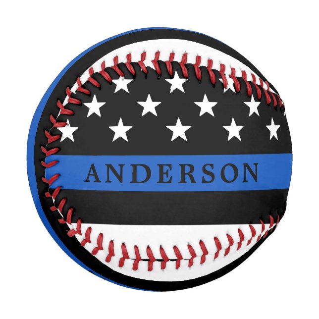 Modern Thin Blue Line Personalized Police Officer Baseball (Front Left)