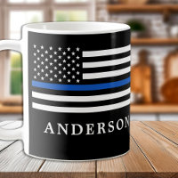 Modern Thin Blue Line Personalized Police Officer 