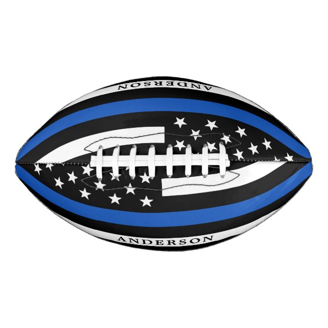 Modern Thin Blue Line Personalized Police Officer Football (Front)