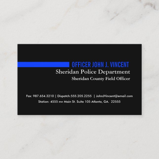 Modern Thin Blue Line Police Business Card (Front)