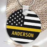 Modern Thin Gold Line Personalized 911 Dispatcher Keychain<br><div class="desc">Thin Gold Line Keychain for 911 dispatchers and police dispatchers. Personalize this dispatcher keychain with name. This personalized dispatcher gift is perfect for police dispatcher appreciation, 911 dispatcher thank you gifts, and dispatcher retirement gifts or party favours. Order these dispatchers gifts bulk for the police department or fire station. COPYRIGHT...</div>