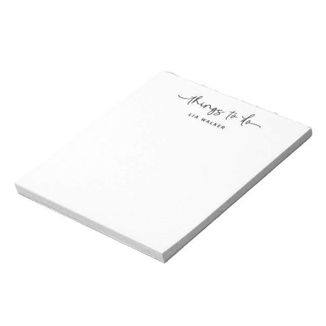 Modern Things To Do List Script Name Swashes Chic Notepad (Rotated)