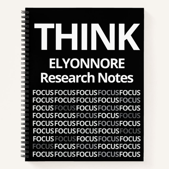 Modern Think Research Notes Black White Notebook (Front)