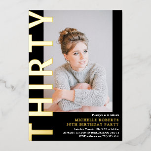 Modern THIRTY Photo 30th Birthday Party Invitation