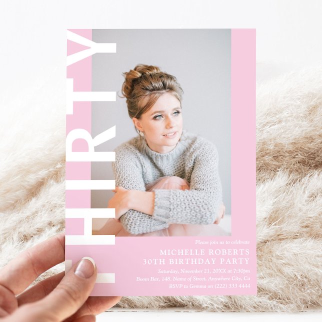 Modern THIRTY Photo 30th Birthday Party Invitation (Creator Uploaded)