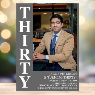 Modern THIRTY Photo 30th Birthday Party Invitation