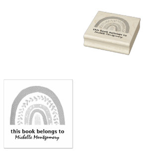 Modern This Book Belongs to Rainbow Custom cute Rubber Stamp