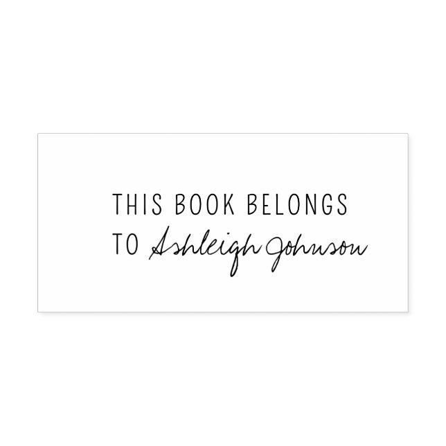 Modern This Book Belongs To Simple Script Self-inking Stamp (Design)
