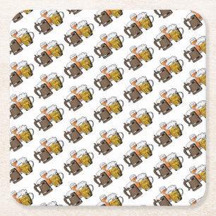 Modern THREE CHEERS BEERS Fun Decorative Cartoon Square Paper Coaster