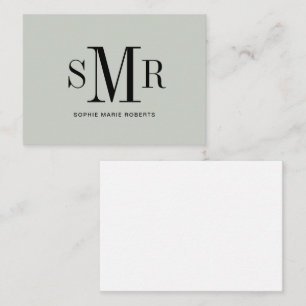 Modern three letter monogram initials name  card