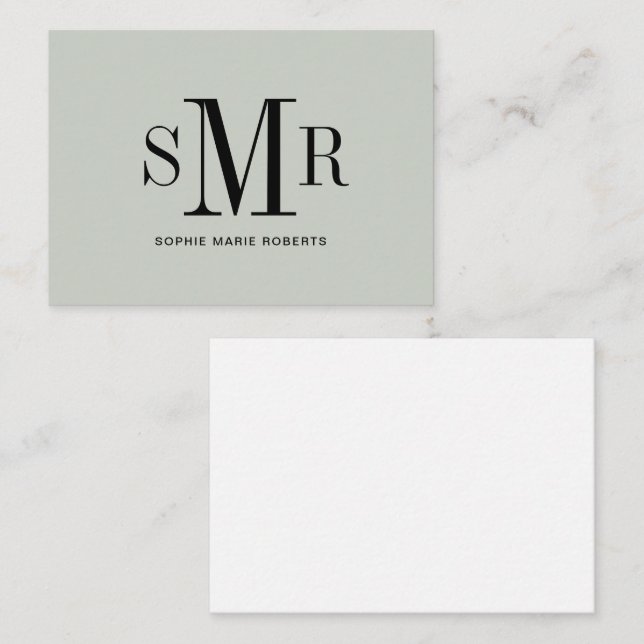 Modern three letter monogram initials name  card (Front/Back)