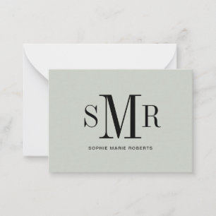 Modern three letter monogram initials name  card